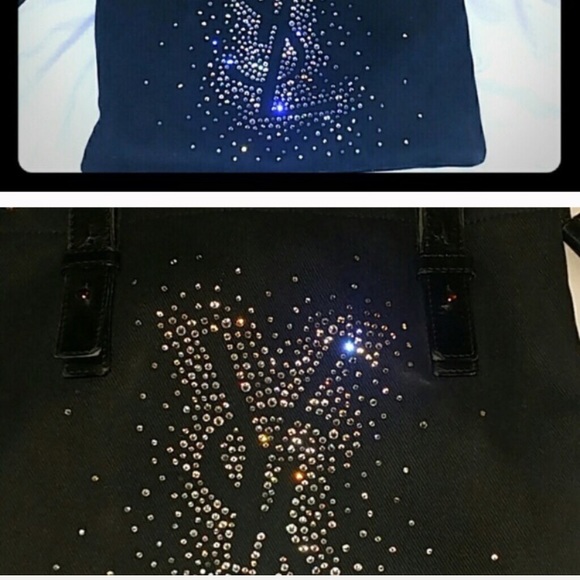 Authentic YSL swarovski black handbag tote - Picture 3 of 8